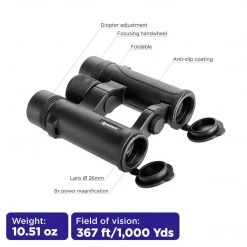 NISUS 8x26 Compact Folding Binoculars With A Travel Case
