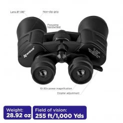 NISUS Binoculars 10x50 Compact Black Binocular With A Travel Case