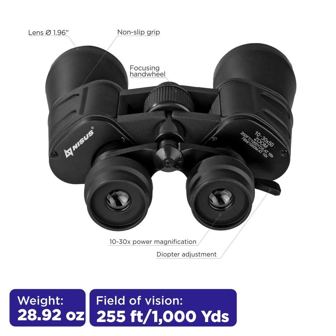 NISUS Binoculars 10x50 Compact Black Binocular With A Travel Case 4 NISUS Binoculars 10x50 Compact Black Binocular With A Travel Case