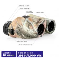 NISUS Binoculars 12x25 Large Hunting Compact Camo Binocular