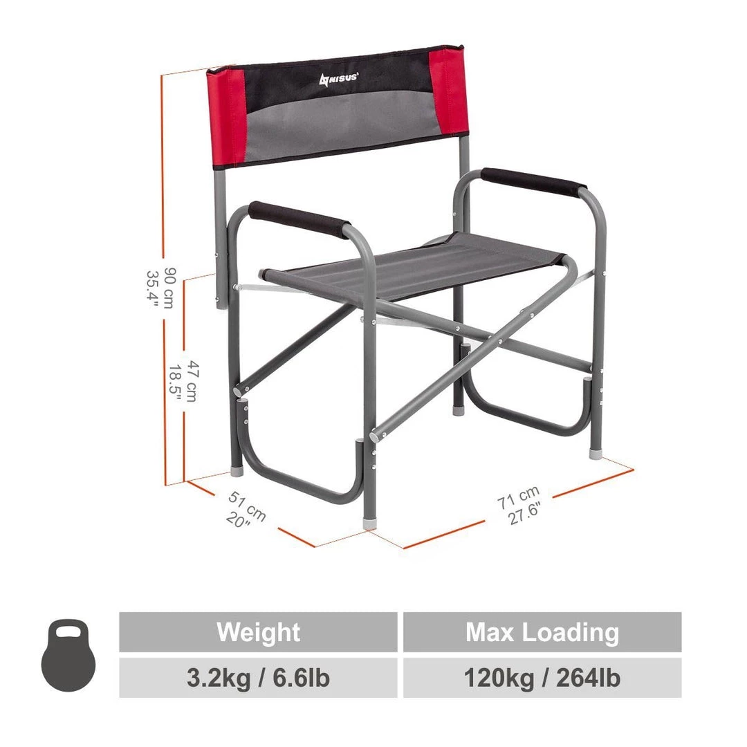 NISUS Big Folding Aluminum Directors Chair For Camping - Oversized FISHING CHAIRS 4 NISUS Big Folding Aluminum Directors Chair For Camping - Oversized FISHING CHAIRS