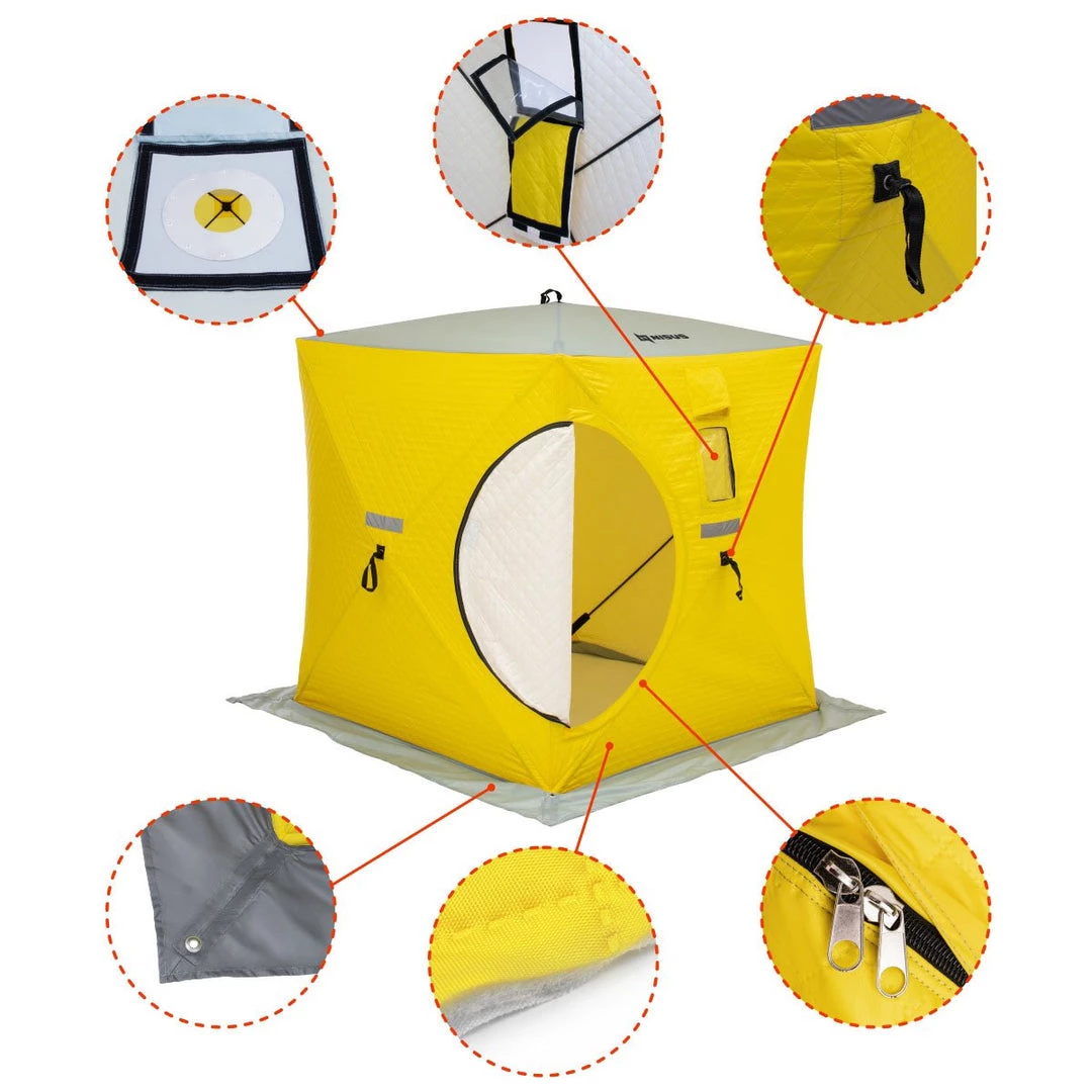 NISUS Insulated 3-Person Cube Series Pop-up Ice Fishing Shelter Ice Shelters 4 NISUS Insulated 3-Person Cube Series Pop-up Ice Fishing Shelter Ice Shelters