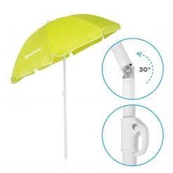 NISUS 5, 6 Ft Lime Green Folding Tilting Beach Umbrella With Carry Bag