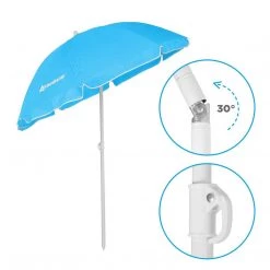 NISUS 5 Ft Sky Blue Folding Tilting Beach Umbrella With Carry Bag