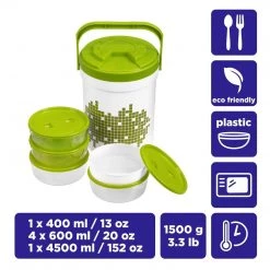 PINNACLE Camp Cookware Picnic Treat Set Of 6 Plastic Lunch Containers | Microwave Safe | Food Storage Boxes | CLEARANCE