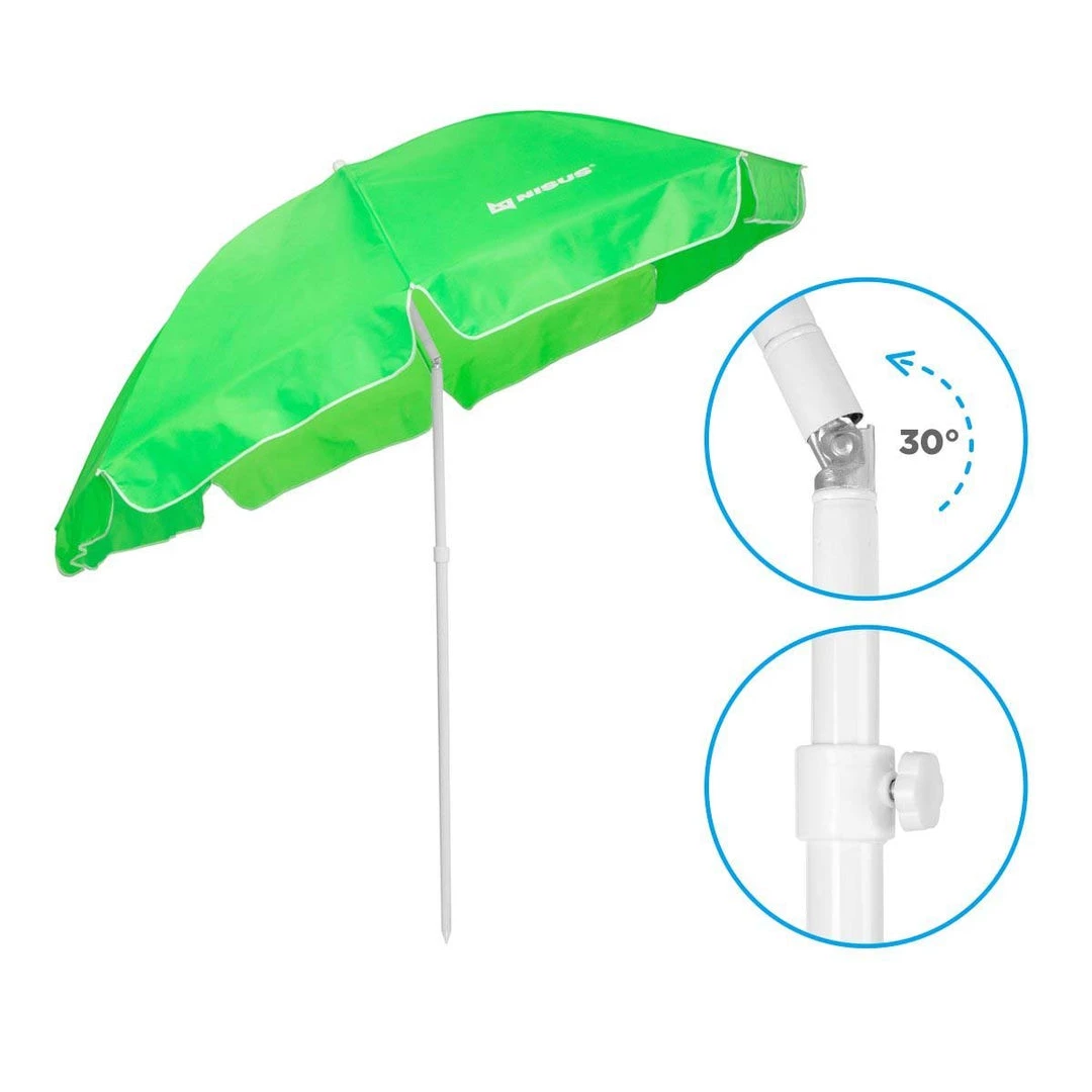 NISUS 5, 6 Ft Green Folding Tilting Beach Umbrella With Carry Bag Beach Umbrellas 8 NISUS 5, 6 Ft Green Folding Tilting Beach Umbrella With Carry Bag Beach Umbrellas