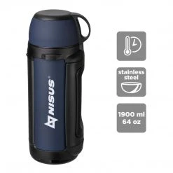 NISUS Vacuum Insulated Thermo Bottle | Stainless Steel | Beer, Coffee Or Tea | Built-in Cup Cover | 64 Oz Water Flasks