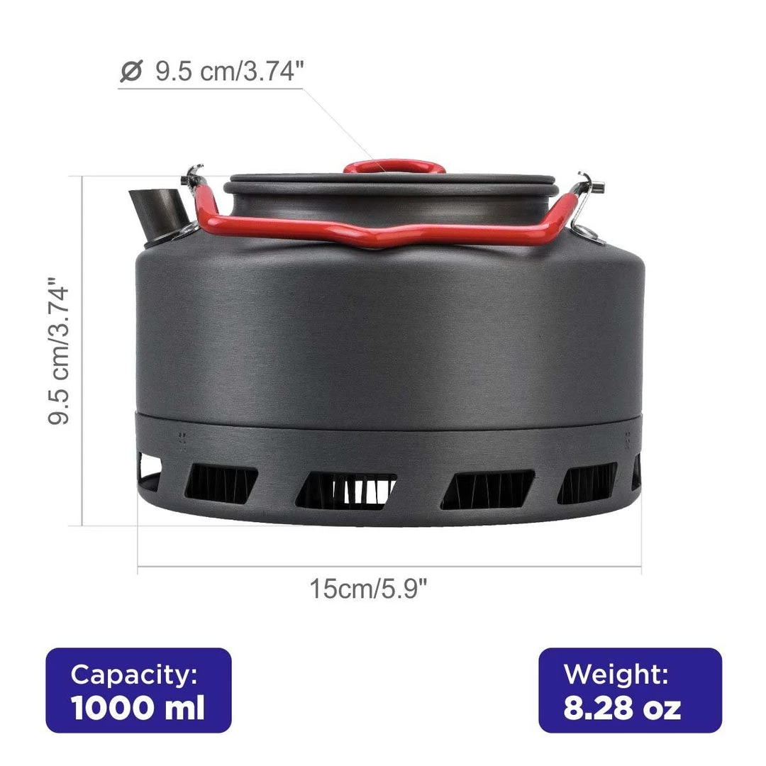CAMPSOR Compact Outdoor Anodized Aluminum Kettle For Camping With Windscreen Bottom 4 CAMPSOR Compact Outdoor Anodized Aluminum Kettle For Camping With Windscreen Bottom