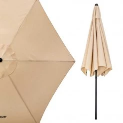NISUS Beach Umbrellas Patio Garden Large Folding Tilting Umbrella, Beige