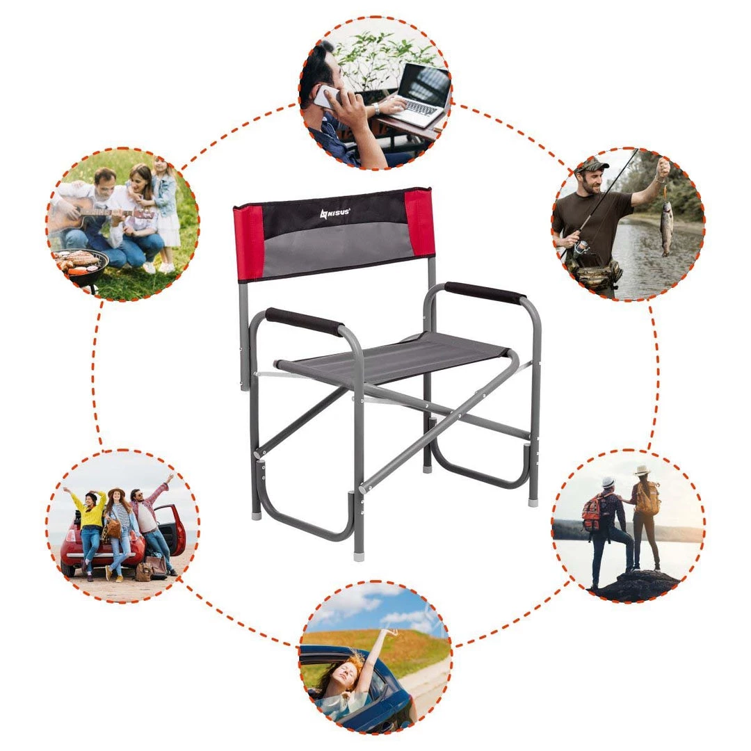NISUS Big Folding Aluminum Directors Chair For Camping - Oversized FISHING CHAIRS 7 NISUS Big Folding Aluminum Directors Chair For Camping - Oversized FISHING CHAIRS