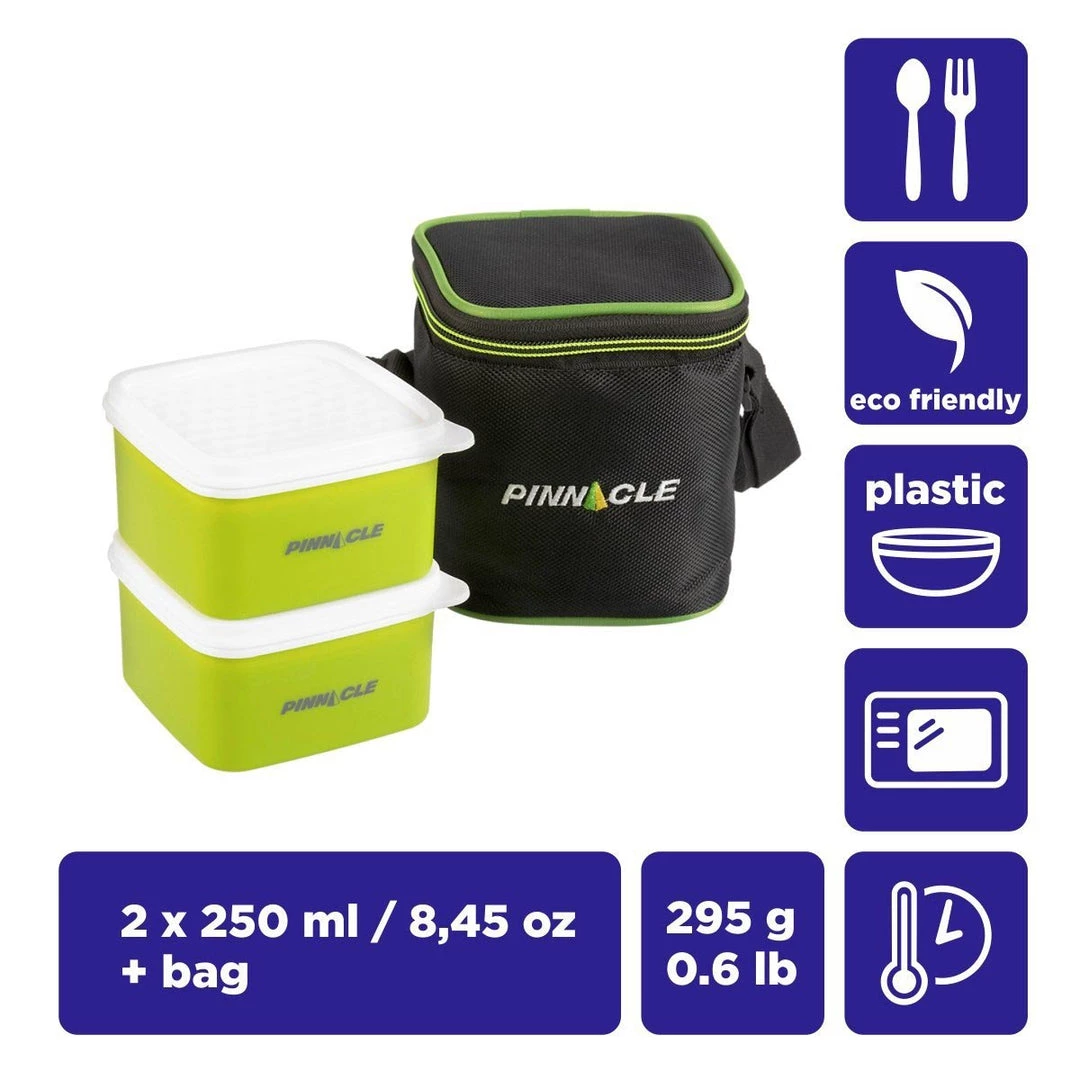PINNACLE Camp Cookware Passion Compact Set Of 2 Lime Green Plastic Lunch Containers | 8.5 Oz | Insulated Bag | CLEARANCE 4 PINNACLE Camp Cookware Passion Compact Set Of 2 Lime Green Plastic Lunch Containers | 8.5 Oz | Insulated Bag | CLEARANCE