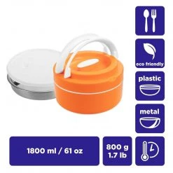 PINNACLE Prime Orange Plastic Lunch Box | 61 Oz | Stainless Steel Insulation | CLEARANCE Camp Cookware 11 PINNACLE Prime Orange Plastic Lunch Box | 61 Oz | Stainless Steel Insulation | CLEARANCE Camp Cookware