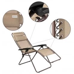 Camp Chairs NISUS Zero Gravity Folding Lounge Armchair | Reclining | Pillow Headrest | Beige | CLEARANCE 11 Camp Chairs NISUS Zero Gravity Folding Lounge Armchair | Reclining | Pillow Headrest | Beige | CLEARANCE