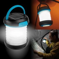 NISUS Lanterns Solar Rechargeable Collapsible LED Lantern With Power Bank