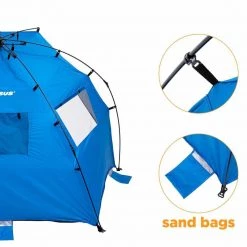 NISUS Large Easy Up Beach Tent For 4 Person Sun Shade Shelter UPF 50+