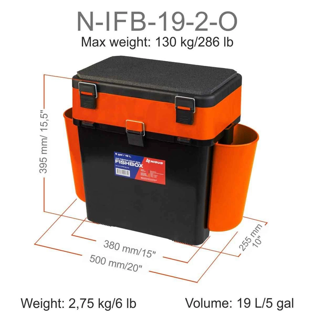 NISUS FishBox Large 5 Gal Box For Ice Fishing, 2 Compartments 15 NISUS FishBox Large 5 Gal Box For Ice Fishing, 2 Compartments