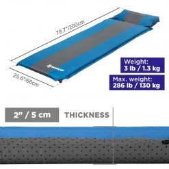 NISUS 2-inch Self Inflating Camping Sleeping Pad, Blue And Gray