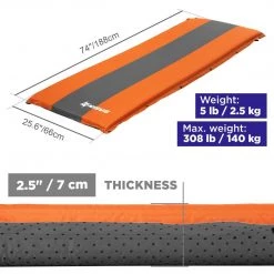 NISUS Sleeping Pads & Hammocks 2.5-inch Lightweight Self Inflating Camping Sleeping Pad, Orange