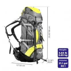 NISUS 80 Liter Large Multi Day Framed Backpack For Hiking With Height-Adjustable Back