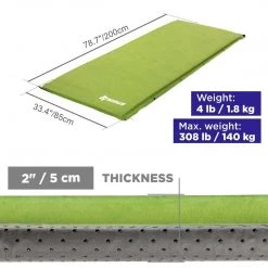 NISUS 2-inch XL Size Self Inflating Camping Sleeping Pad, Green Sleeping Pads & Hammocks