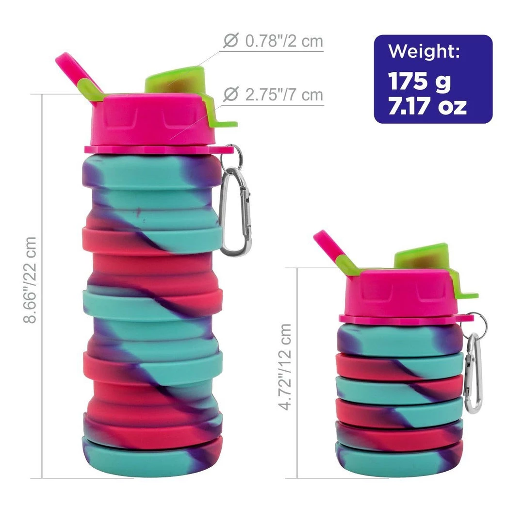 HELIOS Collapsible Silicone 16 Oz Water Bottle For Travel, Gym, Camping, Hiking, Fishing And More 4 HELIOS Collapsible Silicone 16 Oz Water Bottle For Travel, Gym, Camping, Hiking, Fishing And More