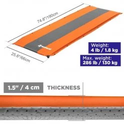 NISUS Sleeping Pads & Hammocks 1.5-inch Lightweight Self Inflating Camping Sleeping Pad, Orange
