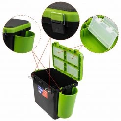 NISUS FishBox Large 5 Gal SeatBox For Ice Fishing Tackle And Gear Ice Fish Boxes & Bait Bucket