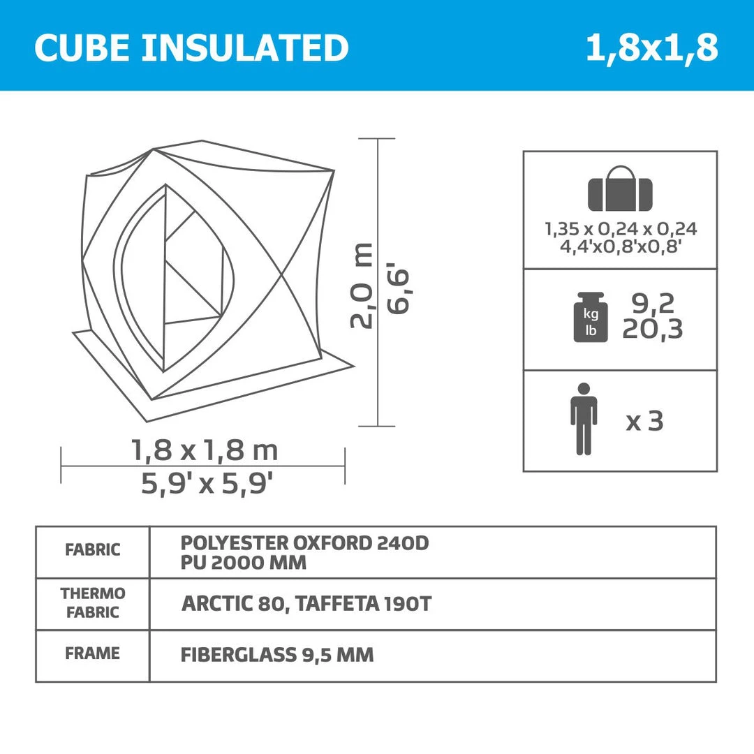 NISUS Insulated 3-Person Cube Series Pop-up Ice Fishing Shelter Ice Shelters 6 NISUS Insulated 3-Person Cube Series Pop-up Ice Fishing Shelter Ice Shelters