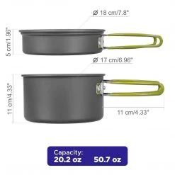 CAMPSOR Camp Cookware Outdoor Cooking Set For Camping, Compact Cookware