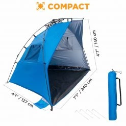 NISUS Large Easy Up Beach Tent For 4 Person Sun Shade Shelter UPF 50+