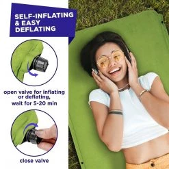 NISUS 2-inch XL Size Self Inflating Camping Sleeping Pad, Green Sleeping Pads & Hammocks