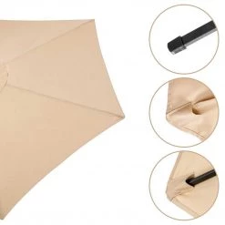 NISUS Beach Umbrellas Patio Garden Large Folding Tilting Umbrella, Beige