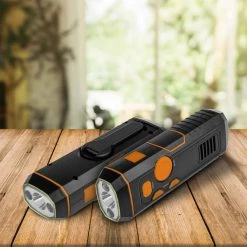 HELIOS Flashlights Portable Micro USB Radio Lantern, Green/Orange