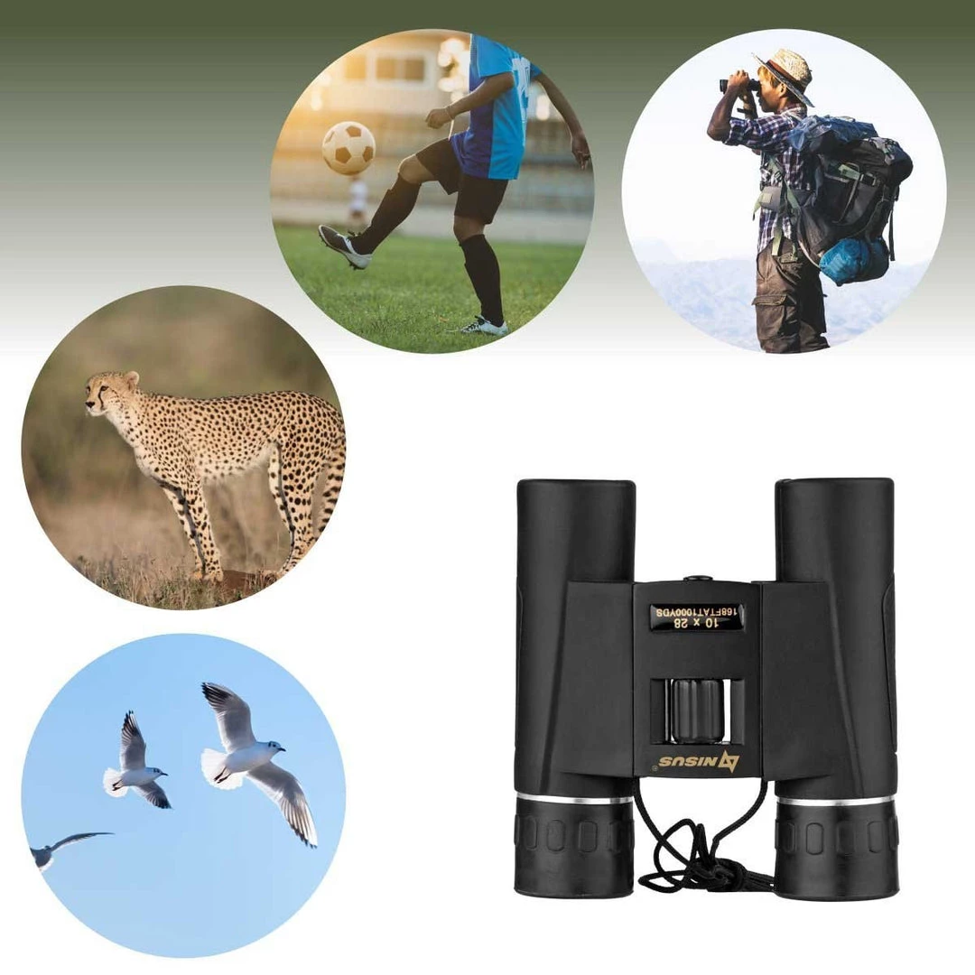 NISUS Binoculars 10x28 Power Adjustable Compact Field Binocular 9 NISUS Binoculars 10x28 Power Adjustable Compact Field Binocular