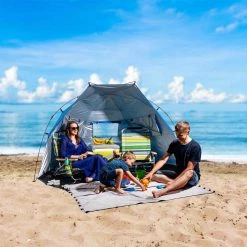 NISUS Large Easy Up Beach Tent For 4 Person Sun Shade Shelter UPF 50+