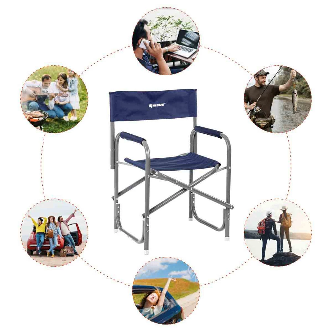 Nisus Blue Folding Aluminum Director's Chair For Camping 9 Nisus Blue Folding Aluminum Director's Chair For Camping