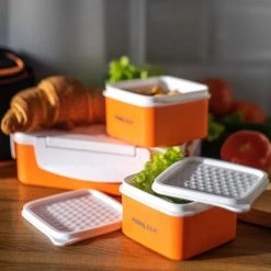 PINNACLE Camp Cookware Pyramid Set Of 3 Orange Plastic Lunch Containers | Insulated Bag | Food Storage Boxes - CLEARANCE 17 PINNACLE Camp Cookware Pyramid Set Of 3 Orange Plastic Lunch Containers | Insulated Bag | Food Storage Boxes - CLEARANCE