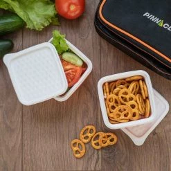 PINNACLE Polaris Set Of 2 Plastic Lunch Boxes | 8.5 Oz | Insulated Bag | Food Storage Containers, Orange | CLEARANCE