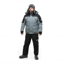 HELIOS Angler Pro Windproof Winter Jacket And Bibs Set For Men, Gray