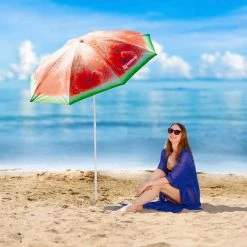 NISUS Beach Umbrellas Fruit Pattern Folding Tilting Beach Umbrella With Carry Bag