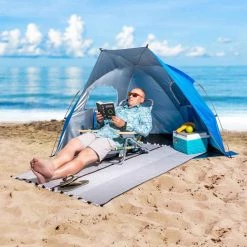 NISUS 2 Person Easy Up Beach Tent Sun Shade Shelter UPF 50+ Beach Tents & Shelters