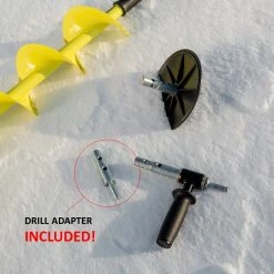 TONAR Ice Augers & Bits ICEBERG Mini Ice Fishing Auger Kit With Cordless Drill Adapter And Two Sets Of Shaver Blades, Blue For Wet Slush Ice, Red For Regular Ice – Available In 5 Inches