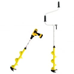 TONAR Ice Augers & Bits ICEBERG Mini Ice Fishing Auger Kit With Cordless Drill Adapter And Two Sets Of Shaver Blades, Blue For Wet Slush Ice, Red For Regular Ice – Available In 5 Inches