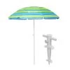 NISUS Beach Umbrellas 4 Ft Sea-Green Folding Beach Umbrella With Sand Anchor, UV 50+ Sunshade