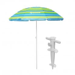 NISUS Beach Umbrellas 4 Ft Sea-Green Folding Beach Umbrella With Sand Anchor, UV 50+ Sunshade