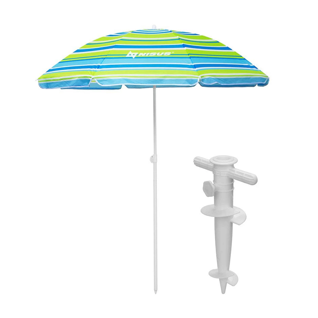 NISUS Beach Umbrellas 4 Ft Sea-Green Folding Beach Umbrella With Sand Anchor, UV 50+ Sunshade 3 NISUS Beach Umbrellas 4 Ft Sea-Green Folding Beach Umbrella With Sand Anchor, UV 50+ Sunshade