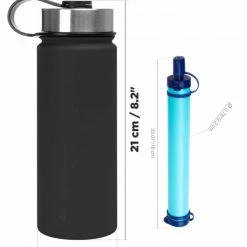 NISUS 18 Oz Stainless Steel Water Bottle And Carbon 0.1-micron Filter Water Bottles