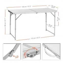 NISUS Folding Outdoor Camping Table | Lightweight Aluminum | Adjustable Height | Four Stools Included | 4 FT Length | CLEARANCE