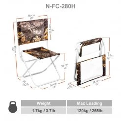 NISUS Camo Print Folding Fishing Chair With Back Support