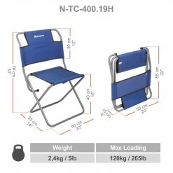 NISUS Folding Steel Frame Camping Chair With Back Support FISHING CHAIRS